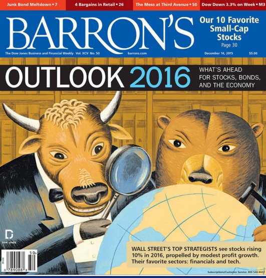 Barron's couldn't find one person that thinks stocks would fall in 2016