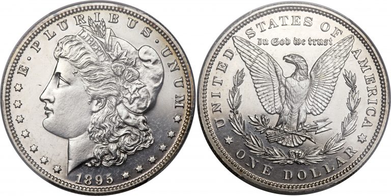 Morgan silver dollar obverse and reverse showing mint mark location