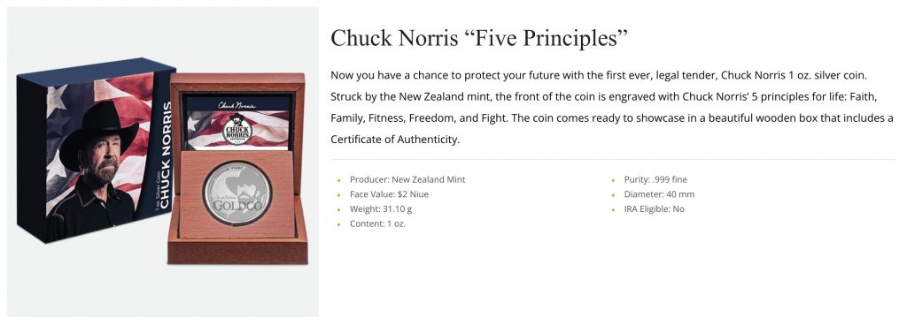 Chuck Norris commemorative coin image