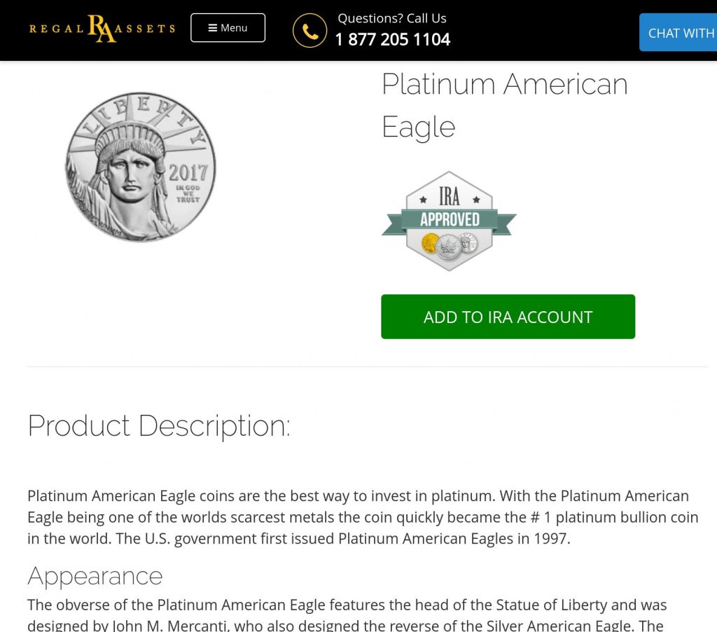 Screenshot of platinum coin
