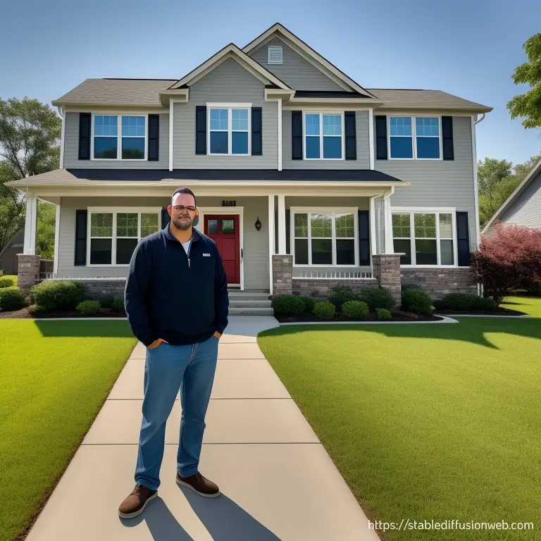 A real estate investor posing in front of his rental house.