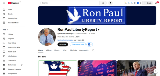 Ron Paul Liberty Report Homepage on YouTube