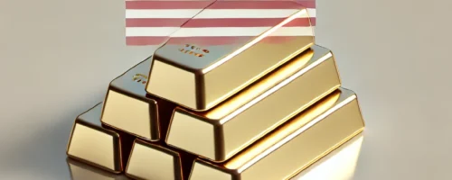 US flag and gold bars