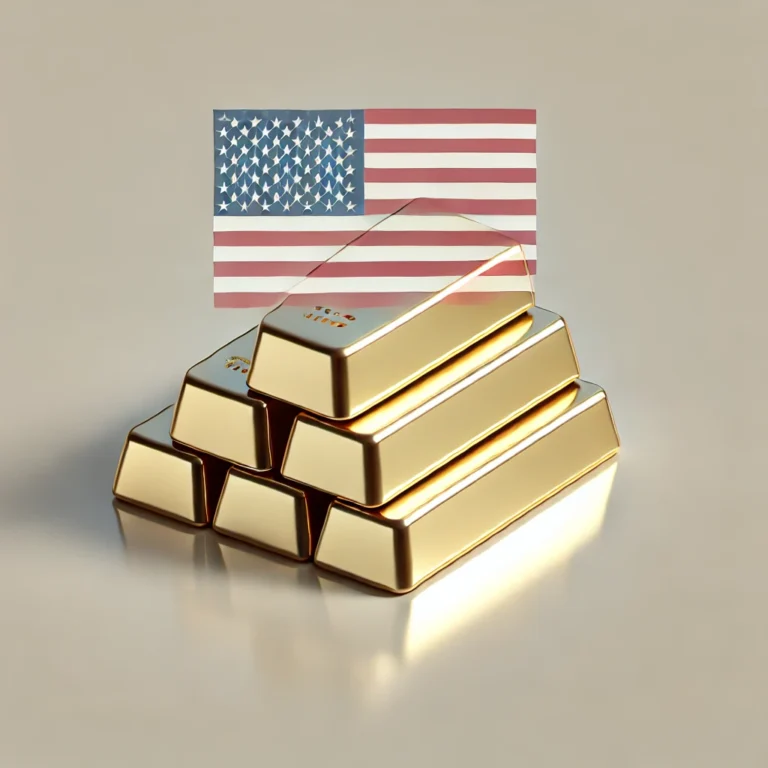 US flag and gold bars