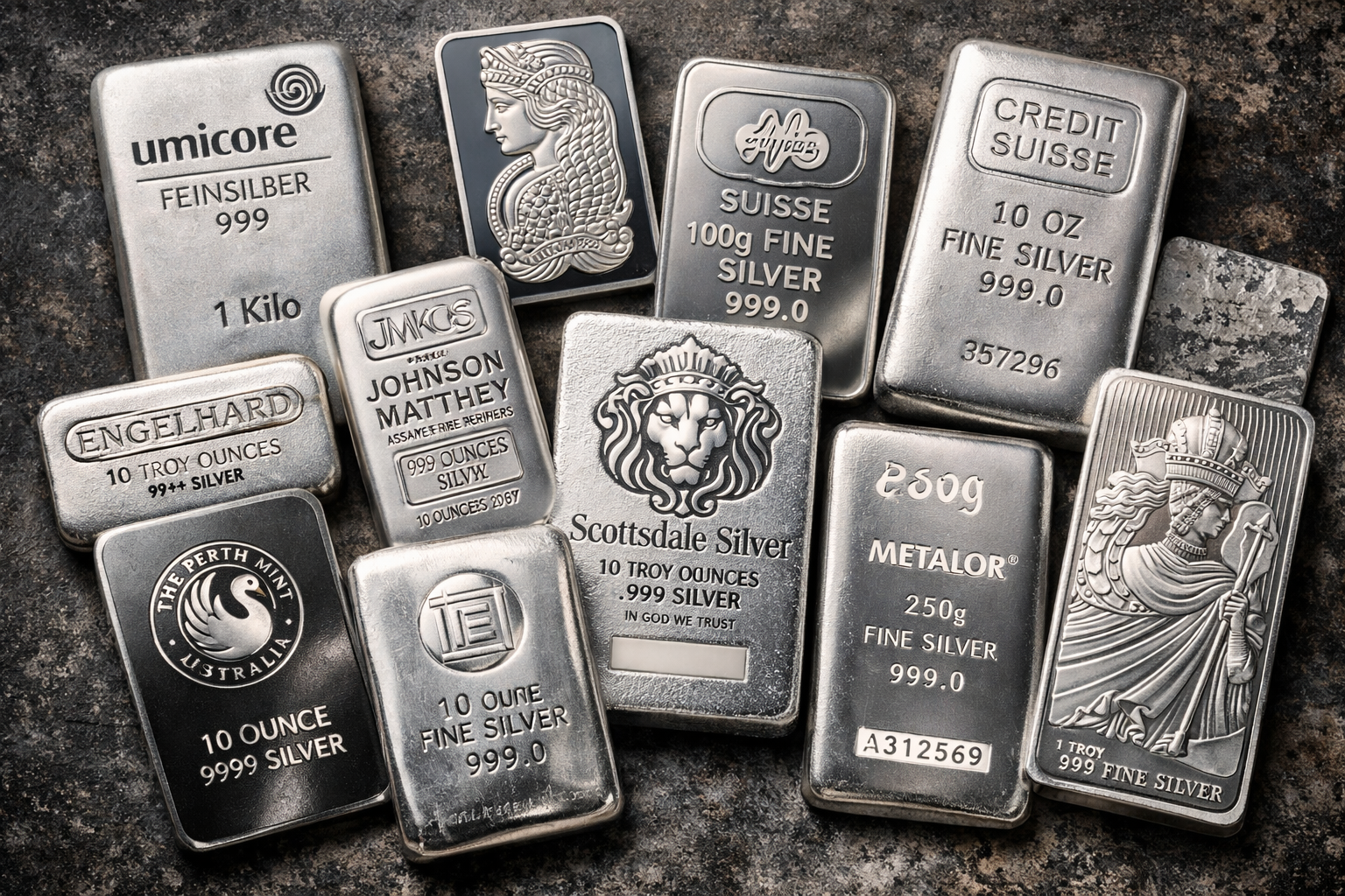 Variety of popular silver bars